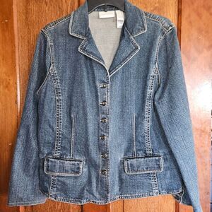 Liz Claiborne Denim Jacket  Women’s XL  100% Cotton  Classic Fit  EUC